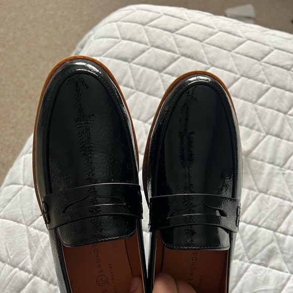 Black Shiny LOAFERS Chinese laundry platform shoes - Picture 2 of 10